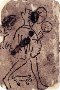 Sota de moedas de um baralho catalão “mouro”, 1400–1420; atualmente no Museu Fournier de Cartas de Baralho, em Álava (Espanha). Wikimedia Commons, domínio público.